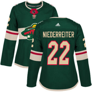 Women's Minnesota Wild #22 Nino Niederreiter Green Home Authentic Stitched NHL Jersey