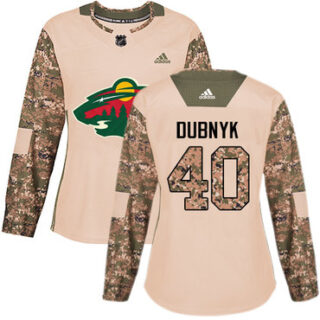 Women's Minnesota Wild #40 Devan Dubnyk Camo Authentic 2017 Veterans Day Stitched NHL Jersey