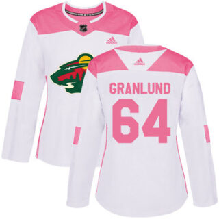 Women's Minnesota Wild #64 Mikael Granlund White Pink Authentic Fashion Stitched NHL Jersey