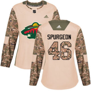 Women's Minnesota Wild #46 Jared Spurgeon Camo Authentic 2017 Veterans Day Stitched NHL Jersey