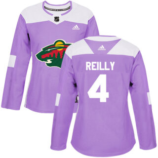 Women's Minnesota Wild #4 Mike Reilly Purple Authentic Fights Cancer Stitched NHL Jersey