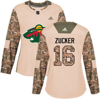 Women's Minnesota Wild #16 Jason Zucker Camo Authentic 2017 Veterans Day Stitched NHL Jersey