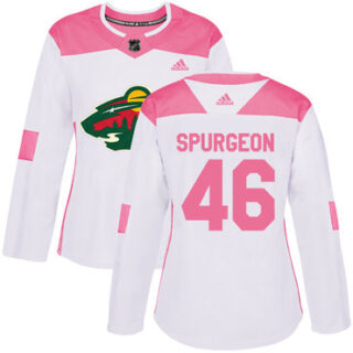 Women's Minnesota Wild #46 Jared Spurgeon White Pink Authentic Fashion Stitched NHL Jersey