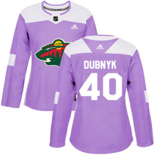 Women's Minnesota Wild #40 Devan Dubnyk Purple Authentic Fights Cancer Stitched NHL Jersey