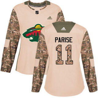 Women's Minnesota Wild #11 Zach Parise Camo Authentic 2017 Veterans Day Stitched NHL Jersey