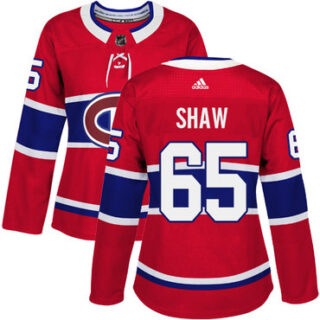 Women's Montreal Canadiens #65 Andrew Shaw Red Home Authentic Stitched NHL Jersey