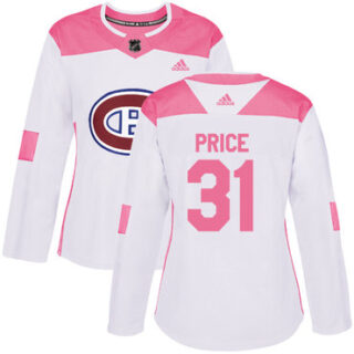 Women's Montreal Canadiens #31 Carey Price White Pink Authentic Fashion Stitched NHL Jersey