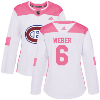 Women's Montreal Canadiens #6 Shea Weber White Pink Authentic Fashion Stitched NHL Jersey