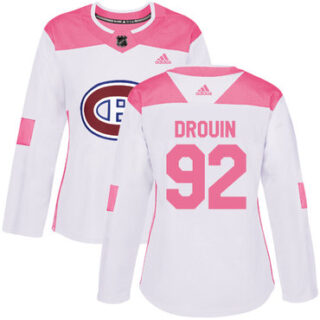 Women's Montreal Canadiens #92 Jonathan Drouin White Pink Authentic Fashion Stitched NHL Jersey