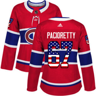 Women's Montreal Canadiens #67 Max Pacioretty Red Home Authentic USA Flag Stitched NHL Jersey