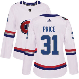 Women's Montreal Canadiens #31 Carey Price White Authentic 2017 100 Classic Stitched NHL Jersey