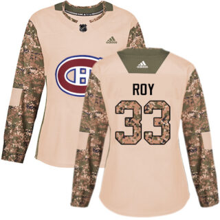 Women's Montreal Canadiens #33 Patrick Roy Camo Authentic 2017 Veterans Day Stitched NHL Jersey
