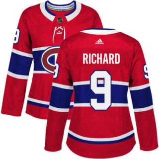 Women's Montreal Canadiens #9 Maurice Richard Red Home Authentic Stitched NHL Jersey