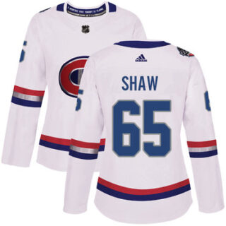 Women's Montreal Canadiens #65 Andrew Shaw White Authentic 2017 100 Classic Stitched NHL Jersey
