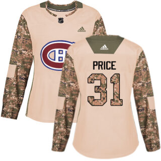 Women's Montreal Canadiens #31 Carey Price Camo Authentic 2017 Veterans Day Stitched NHL Jersey