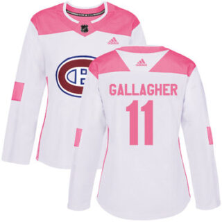 Women's Montreal Canadiens #11 Brendan Gallagher White Pink Authentic Fashion Stitched NHL Jersey