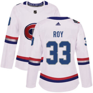 Women's Montreal Canadiens #33 Patrick Roy White Authentic 2017 100 Classic Stitched NHL Jersey