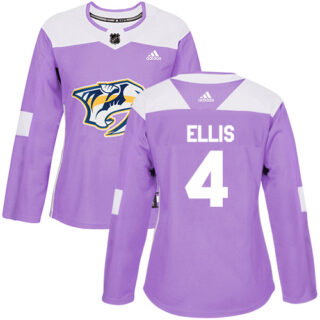 Women's Nashville Predators #4 Ryan Ellis Purple Authentic Fights Cancer Stitched NHL Jersey