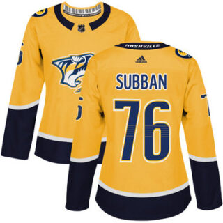 Women's Nashville Predators #76 P.K Subban Yellow Home Authentic Stitched NHL Jersey