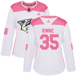 Women's Nashville Predators #35 Pekka Rinne White Pink Authentic Fashion Stitched NHL Jersey