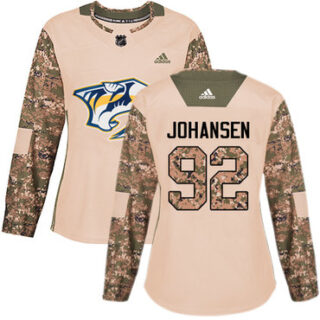 Women's Nashville Predators #92 Ryan Johansen Camo Authentic 2017 Veterans Day Stitched NHL Jersey