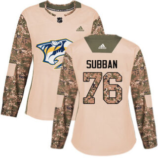 Women's Nashville Predators #76 P.K Subban Camo Authentic 2017 Veterans Day Stitched NHL Jersey