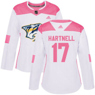 Women's Nashville Predators #17 Scott Hartnell White Pink Authentic Fashion Stitched NHL Jersey