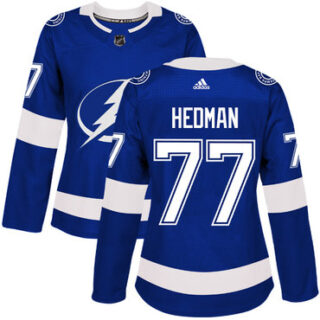 Women's Tampa Bay Lightning #77 Victor Hedman Blue Home Authentic Stitched NHL Jersey