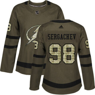 Women's Tampa Bay Lightning #98 Mikhail Sergachev Green Salute to Service Stitched NHL Jersey
