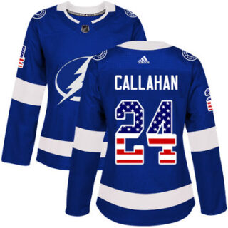 Women's Tampa Bay Lightning #24 Ryan Callahan Blue Home Authentic USA Flag Stitched NHL Jersey