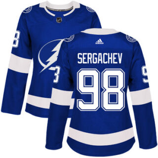 Women's Tampa Bay Lightning #98 Mikhail Sergachev Blue Home Authentic Stitched NHL Jersey