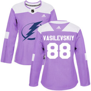 Women's Tampa Bay Lightning #88 Andrei Vasilevskiy Purple Authentic Fights Cancer Stitched NHL Jersey