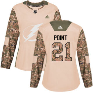Women's Tampa Bay Lightning #21 Brayden Point Camo Authentic 2017 Veterans Day Stitched NHL Jersey