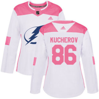 Women's Tampa Bay Lightning #86 Nikita Kucherov White Pink Authentic Fashion Stitched NHL Jersey