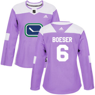 Women's Vancouver Canucks #6 Brock Boeser Purple Authentic Fights Cancer Stitched NHL Jersey