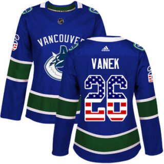 Women's Vancouver Canucks #26 Thomas Vanek Blue Home Authentic USA Flag Stitched NHL Jersey