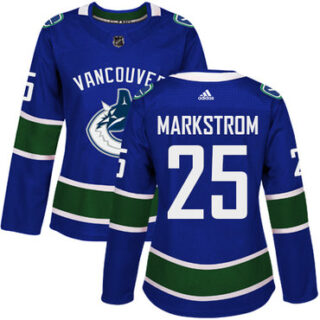 Women's Vancouver Canucks #25 Jacob Markstrom Blue Home Authentic Stitched NHL Jersey