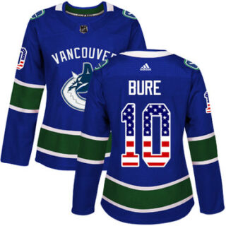 Women's Vancouver Canucks #10 Pavel Bure Blue Home Authentic USA Flag Stitched NHL Jersey