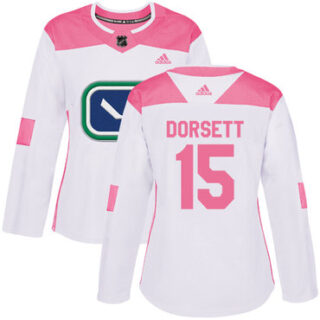 Women's Vancouver Canucks #15 Derek Dorsett White Pink Authentic Fashion Stitched NHL Jersey