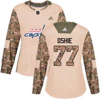 Women's Washington Capitals #77 T.J. Oshie Camo Authentic 2017 Veterans Day Stitched NHL Jersey