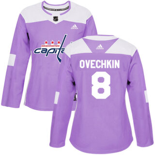 Women's Washington Capitals #8 Alex Ovechkin Purple Authentic Fights Cancer Stitched NHL Jersey