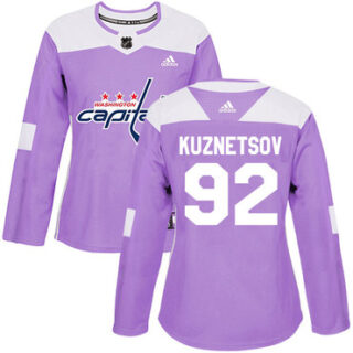 Women's Washington Capitals #92 Evgeny Kuznetsov Purple Authentic Fights Cancer Stitched NHL Jersey