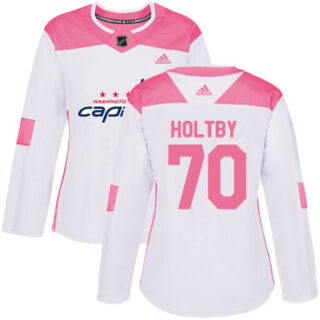Women's Washington Capitals #70 Braden Holtby White Pink Authentic Fashion Stitched NHL Jersey