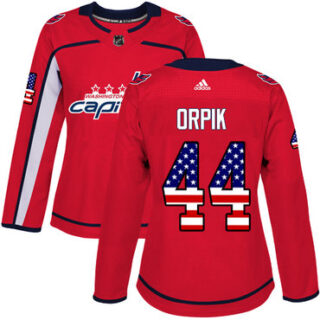 Women's Washington Capitals #44 Brooks Orpik Red Home Authentic USA Flag Stitched NHL Jersey