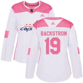 Women's Washington Capitals #19 Nicklas Backstrom White Pink Authentic Fashion Stitched NHL Jersey