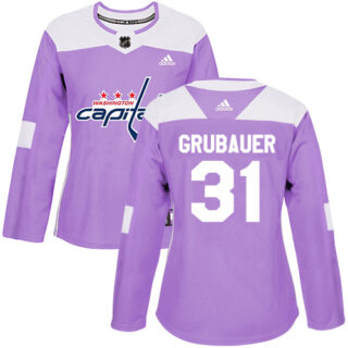 Women's Washington Capitals #31 Philipp Grubauer Purple Authentic Fights Cancer Stitched NHL Jersey