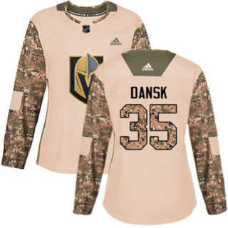 Women's Vegas Golden Knights #35 Oscar Dansk Camo Authentic 2017 Veterans Day Stitched NHL Jersey