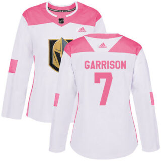 Women's Vegas Golden Knights #7 Jason Garrison White Pink Authentic Fashion Stitched NHL Jersey