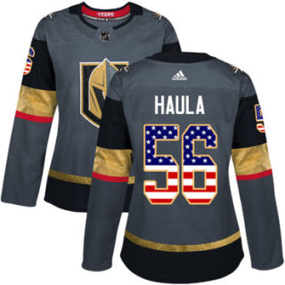 Women's Vegas Golden Knights #56 Erik Haula Grey Home Authentic USA Flag Stitched NHL Jersey