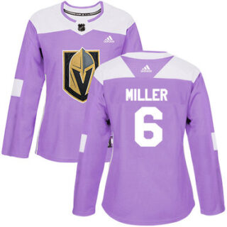 Women's Vegas Golden Knights #6 Colin Miller Purple Authentic Fights Cancer Stitched NHL Jersey